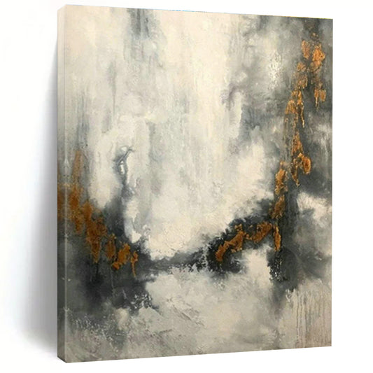 Grey - Gold Abstract Art for Living Room & Office DLZ0550