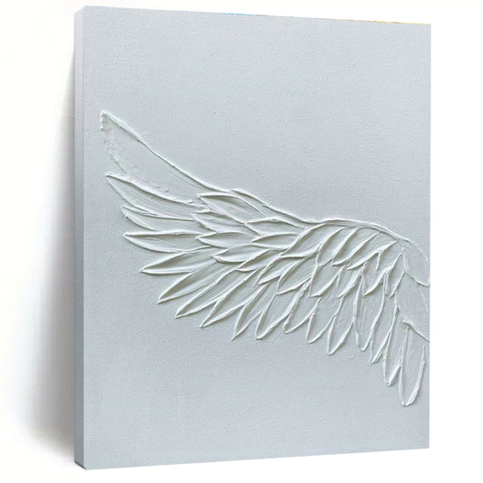 White Textured Wing Art for Spiritual Retreat & Elegant Bedroom DLZ2185