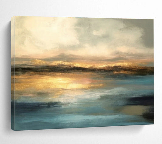 Warm - Toned Sunset Seaside Abstract Art for Cozy Bedroom DLZ2724