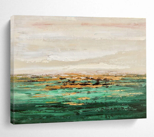 Green - Gold Sea View Abstract for Coastal Home Office DLZ3028