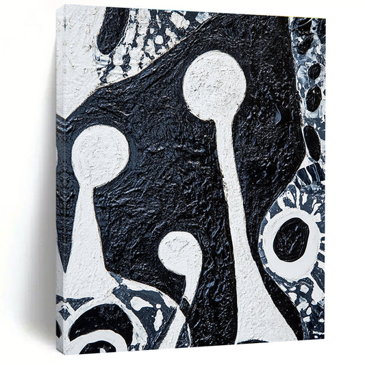 Black - and - White Abstract Forms Art for Monochrome - Themed Restaurant & Edgy Art Studio STSC937