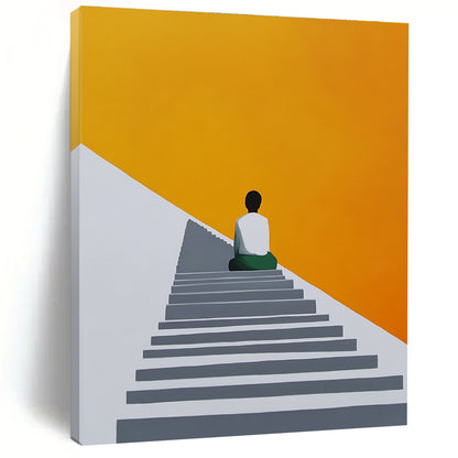 Meditating Figure on Stairs for Wellness Center & Modern 禅意 Study STSC1155