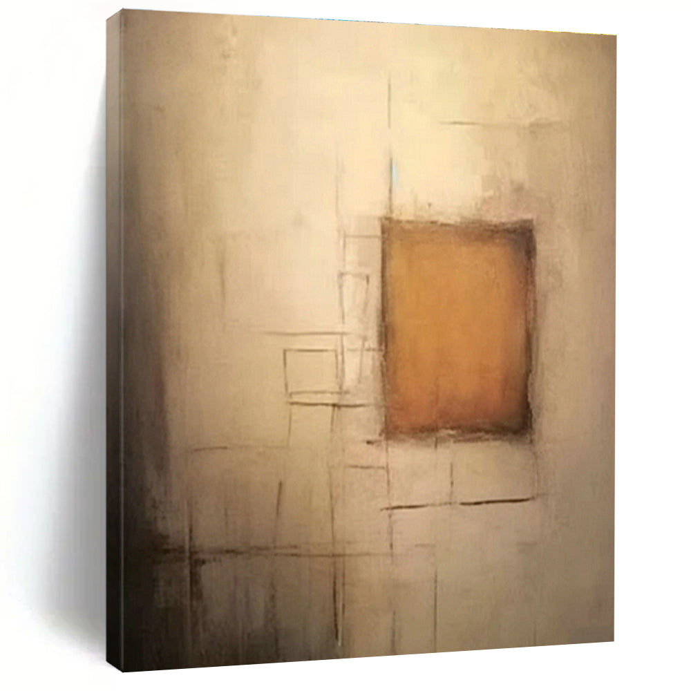 Neutral Square Abstract Art for Minimalist Bedroom & Contemporary Art Pop - Up DLZ0848
