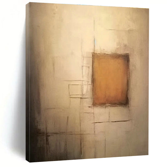 Neutral Square Abstract Art for Minimalist Bedroom & Contemporary Art Pop - Up DLZ0848