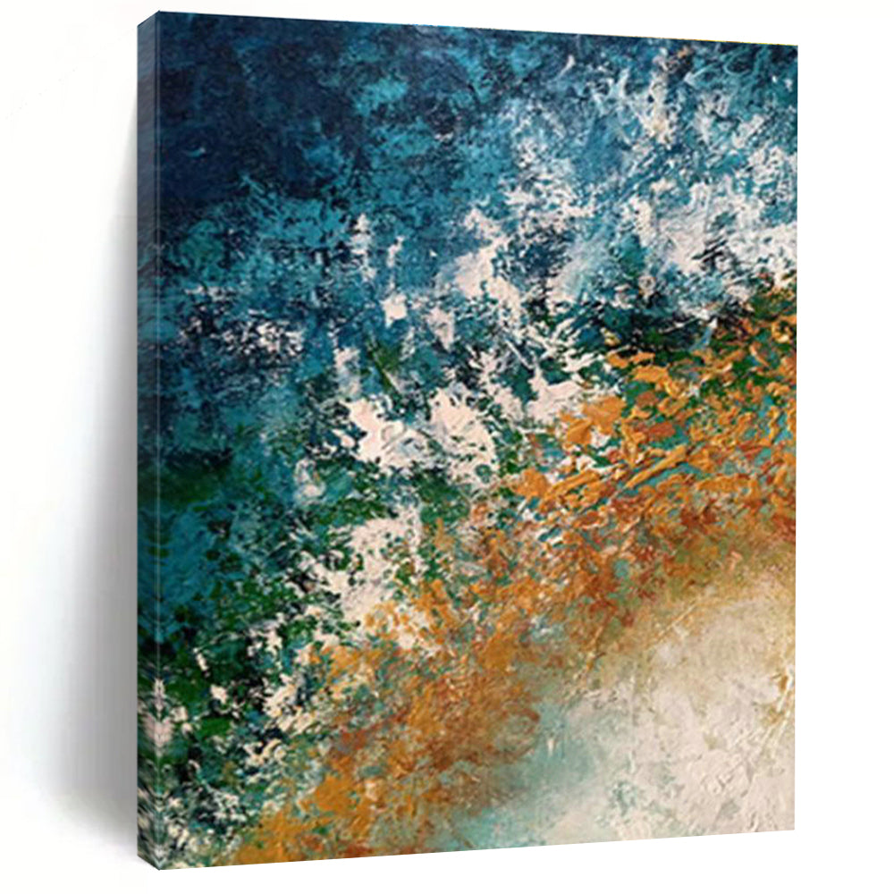 Blue - Orange Abstract Art for Coastal Home Beach House Bedroom Walls DLZ0009