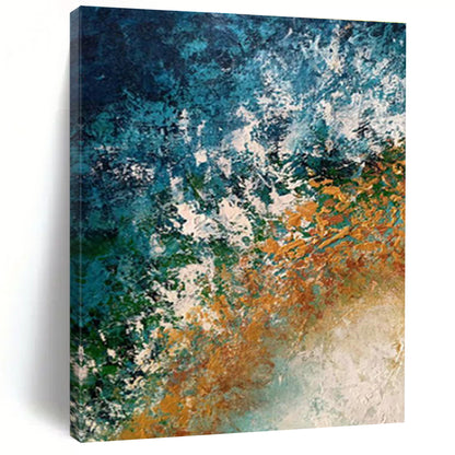 Blue - Orange Abstract Art for Coastal Home Beach House Bedroom Walls DLZ0009