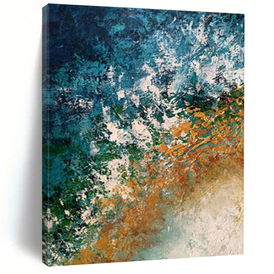 Blue - Orange Abstract Art for Coastal Home Beach House Bedroom Walls DLZ0009