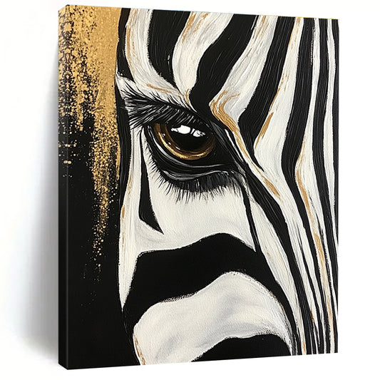 Zebra Eye with Gold Accents for Exotic Animal - Themed Lounge & Contemporary Art Studio STSC956