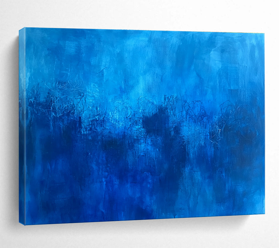Deep Blue Abstract Landscape Art for Nature Reserve Visitor Center & Spiritual Retreat SC036