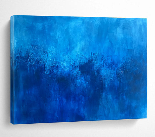 Deep Blue Abstract Landscape Art for Nature Reserve Visitor Center & Spiritual Retreat SC036