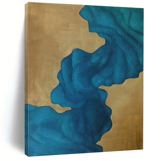 Gold - Blue Landscape Abstract Art for Living Room & Hallway DLZ0532