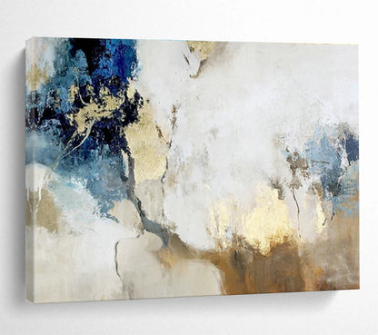 Blue - Gold Abstract Art for Luxe Hotel Lobby DLZ2893