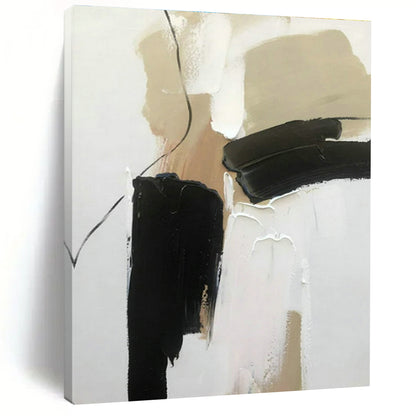 Black - Beige - White Abstract Art for Boutique Hotel Suite & Modern Home Library DLZ1685