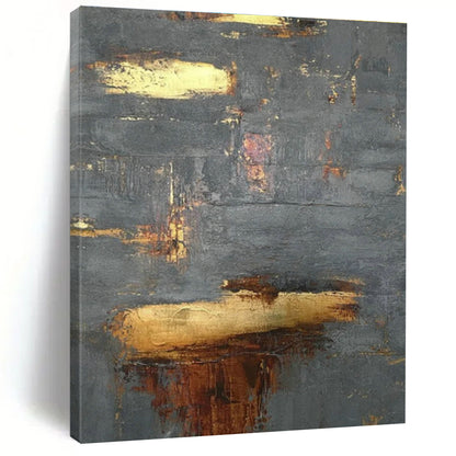 Gray - Gold Textured Abstract Art for Boutique Hotel Room & Corporate Executive Office DLZ0635