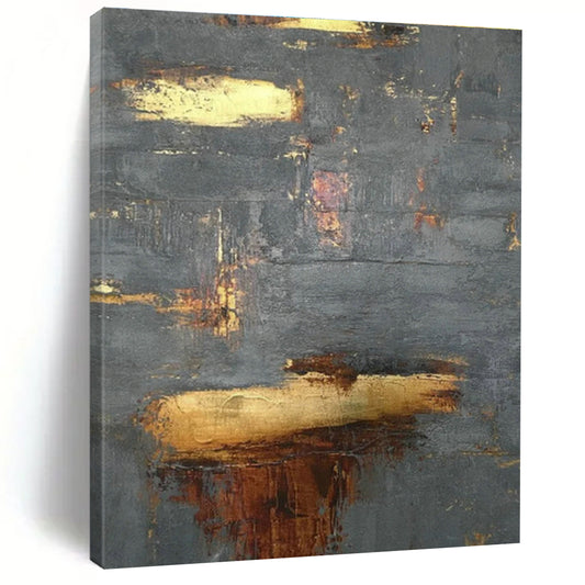 Gray - Gold Textured Abstract Art for Boutique Hotel Room & Corporate Executive Office DLZ0635
