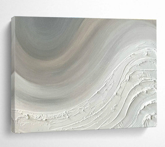 Gray - White Wave Abstract for Minimalist Home Office DLZ2968