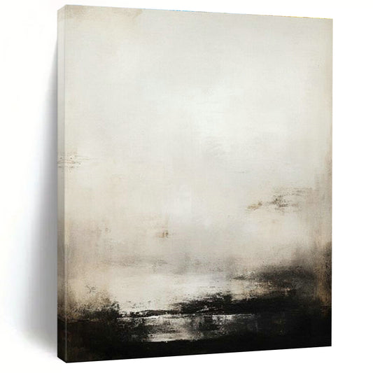 Monochrome Misty Abstract Art for Contemporary Library & Serene Meditation Space DLZ2198