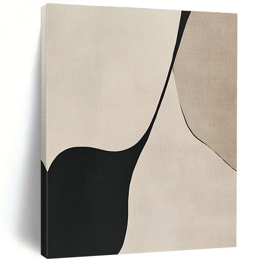 Black and Beige Curved Shapes Art for Modern Bedroom & Luxury Hotel Suite STSC1324