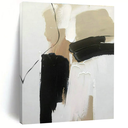 Black - Beige - White Abstract Art for Minimalist Bedroom & Modern Office Lounge DLZ1680