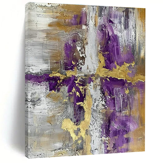 Purple - Gold - Gray Abstract Art for Royal - Themed Event Venue & Upscale Home Dining Room DLZ1729
