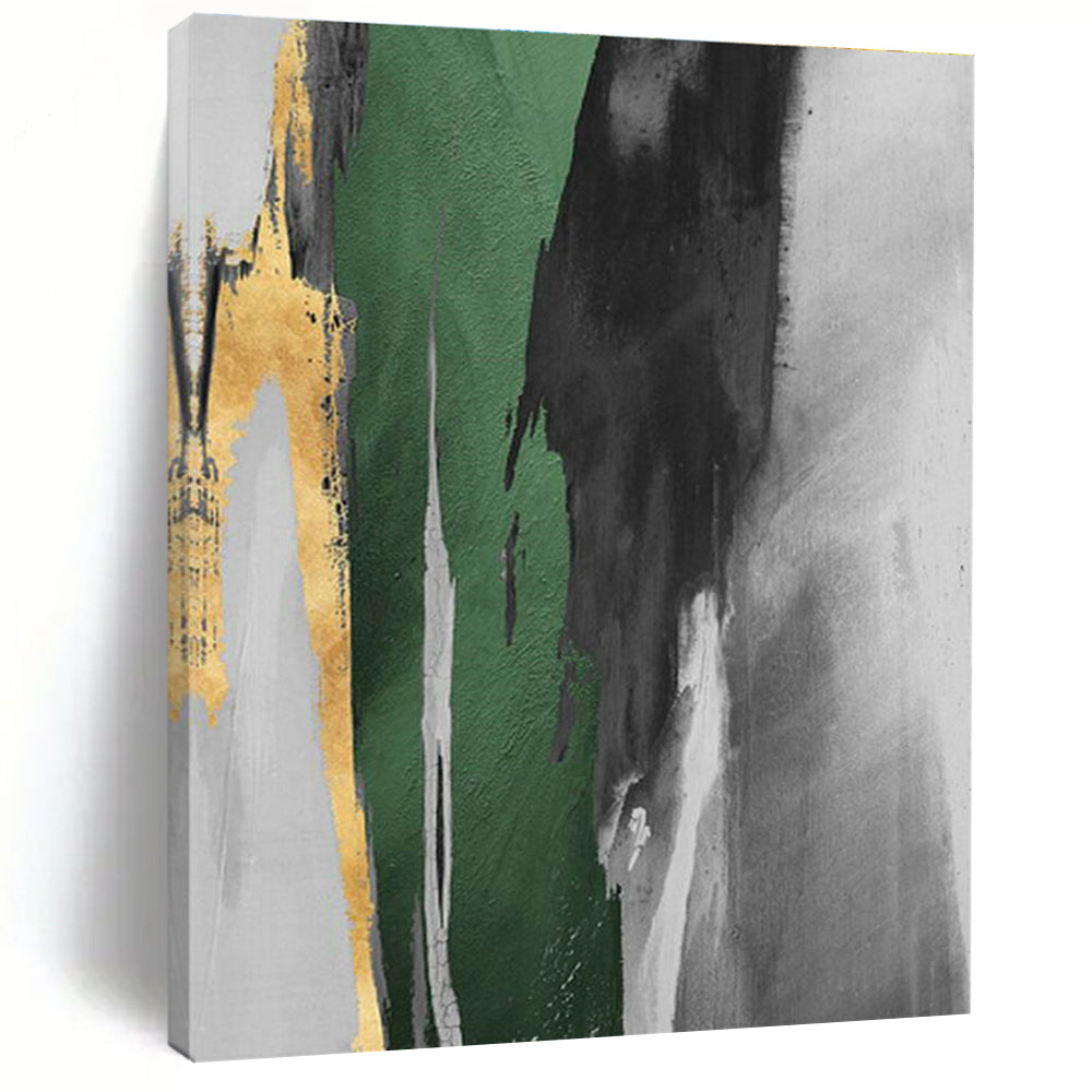 Green, Gray, and Gold Abstract Art for Luxury Home Office & Nature - Themed Spa DLZ2222