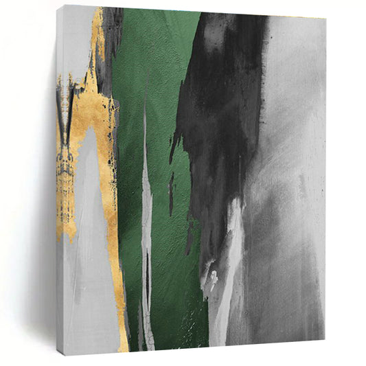 Green, Gray, and Gold Abstract Art for Luxury Home Office & Nature - Themed Spa DLZ2222