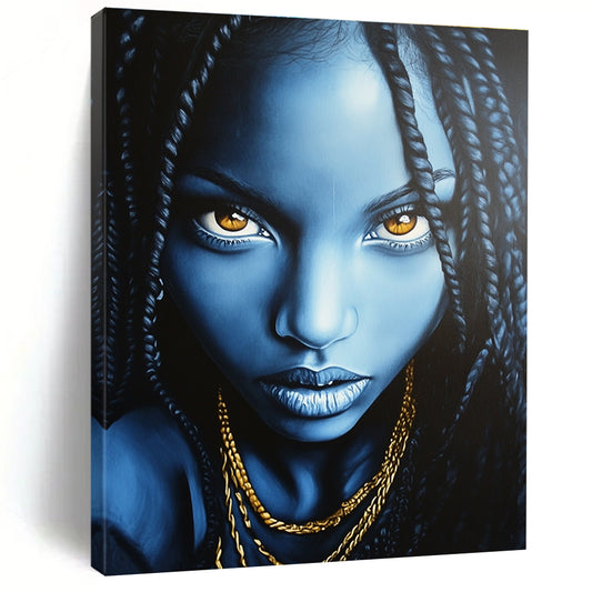 Blue - Toned Portrait with Braids for Cultural Art Space & Ethnic - Inspired Boutique STSC1273