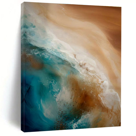 Blue - Brown Ocean Waves Abstract Art for Beachfront Villa & Coastal Café DLZ1645
