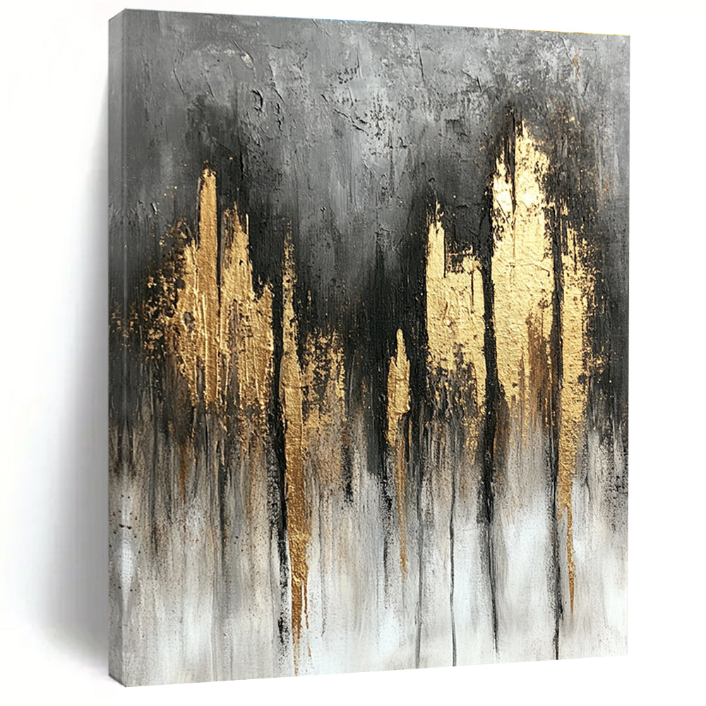 Grey and Gold Abstract Cityscape for Luxury Penthouse Living Room & High - End Hotel Lobby STSC393