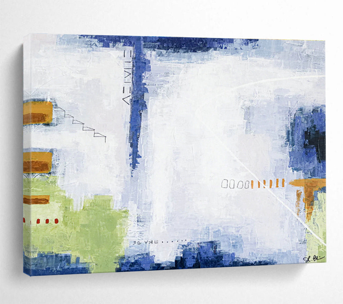 Blue - White Minimalist Abstract for Coastal Home Office DLZ2939