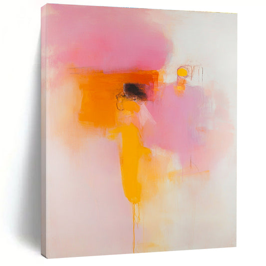 Soft Pink and Orange Abstract Art for Romantic Rooftop Bar & Whimsical Home Balcony STSC1409