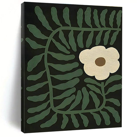 Black - Based Green Flower Abstract Art for Bohemian Home & Garden - Themed Restaurant DLZ1122