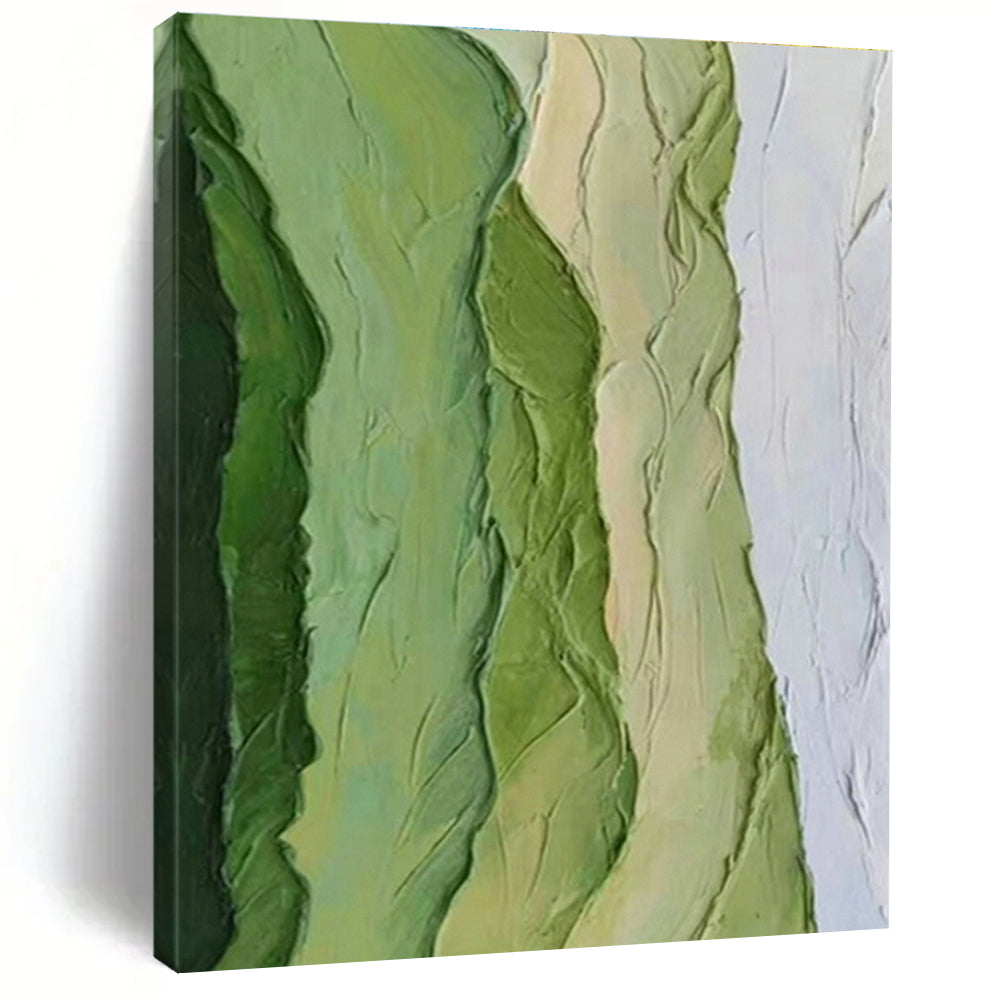 Layered Green Abstract Art for Botanical Garden Café & Contemporary Bedroom DLZ1479