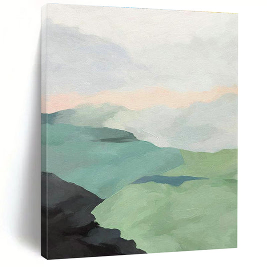 Pastel Mountain Landscape Art for Minimalist Home Office & Serene Spa DLZ2145