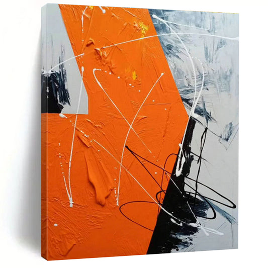 Orange - Grey Line Abstract Art for Living Room & Office DLZ0504
