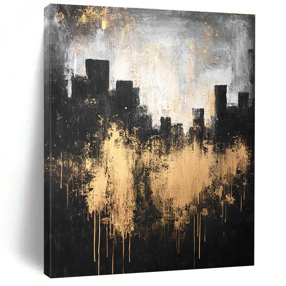 Gold - Splattered Cityscape for Sophisticated Dining Room & Art - Centric Lounge STSC216