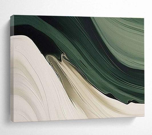 Green - White Flowing Abstract Art for Eco - Friendly Café Lounge Areas DLZ3137