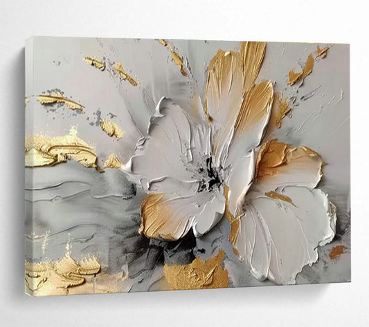 Gold - Accented Floral Relief Art for Luxe Living Room Statement DLZ3061