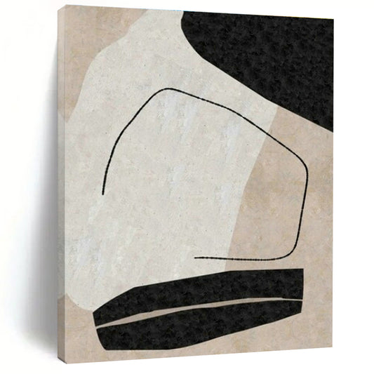 Beige - Black Abstract Art for Minimalist Bedroom & Art Gallery Corridor DLZ2049