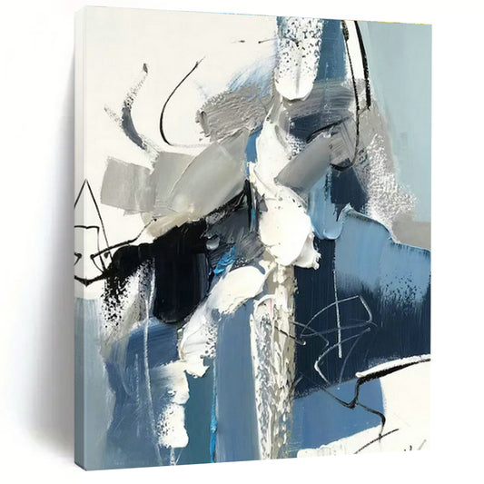Blue - Gray Abstract Art for Art Gallery Corridor & Industrial Loft DLZ1651