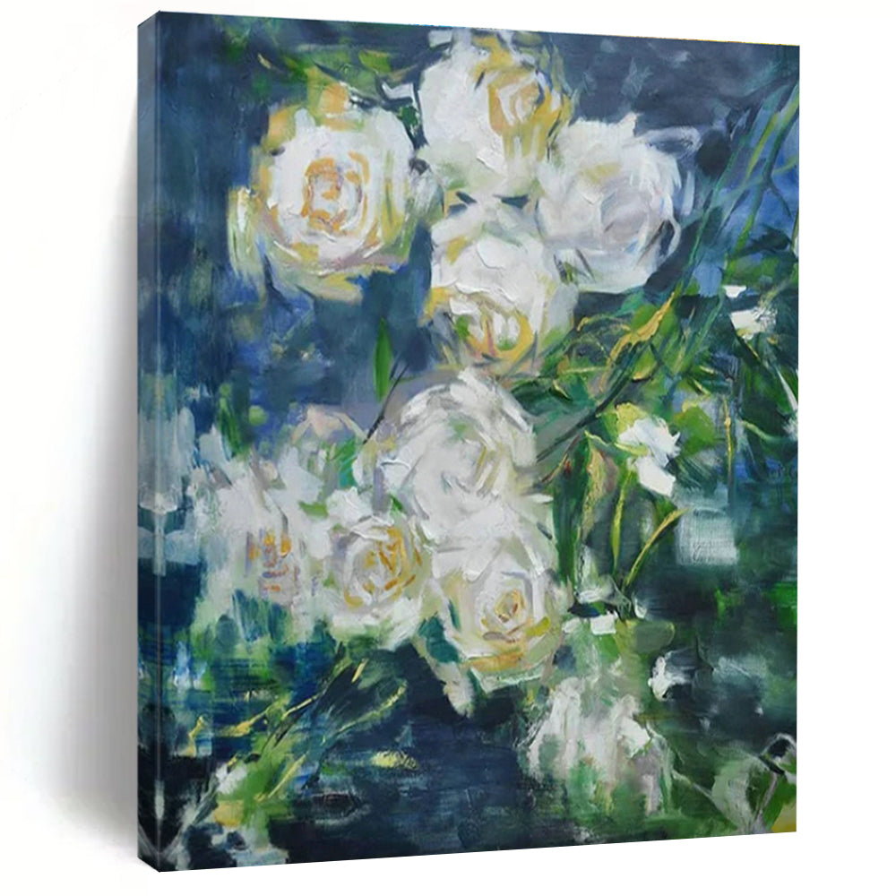 White Flower Oil Painting for Botanical Garden Center & Romantic Home Bedroom DLZ1779