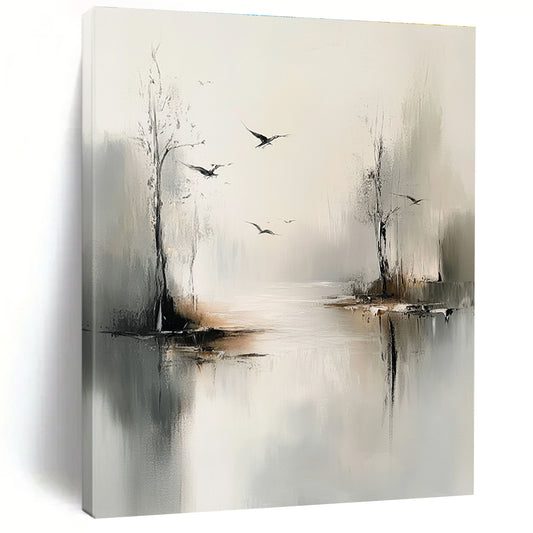 Misty River with Birds for Zen - Inspired Bedroom & Nature - Themed Lounge STSC351