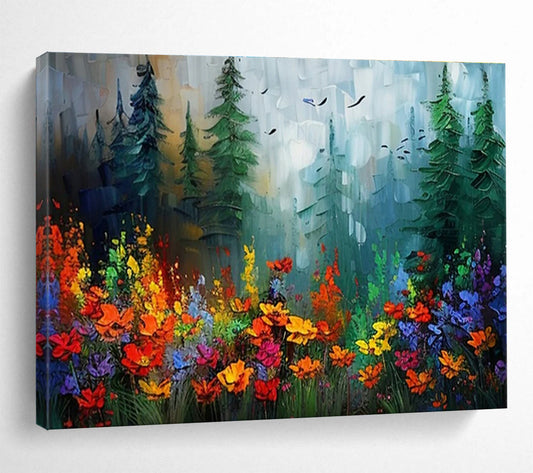 Colorful Forest Flower Field Art for Bohemian - Style Garden House Porches DLZ3223