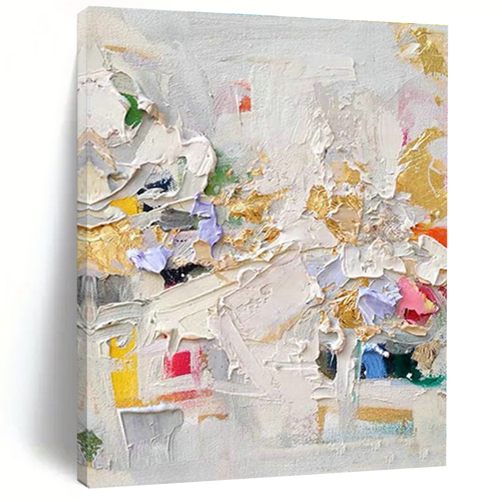 Colorful Gold - Accented Abstract Art for Luxury Hotel Suite & Upscale Home Living Room DLZ1600