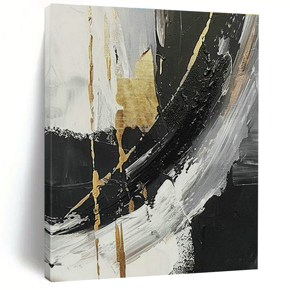 Black - Gold Abstract Art for High - End Restaurant Bar Areas DLZ0122