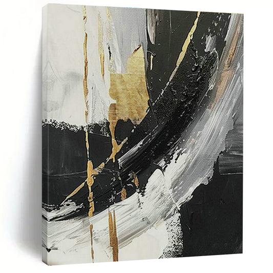Black - Gold Abstract Art for High - End Restaurant Bar Areas DLZ0122