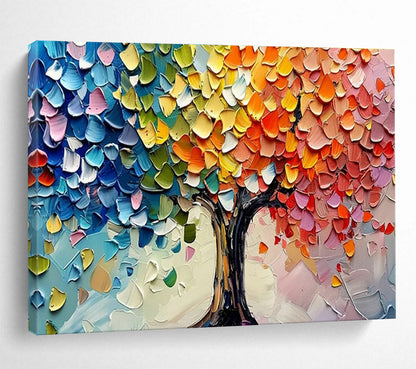 Colorful Tree Palette Knife Art for Modern Art Gallery Feature Walls DLZ3182