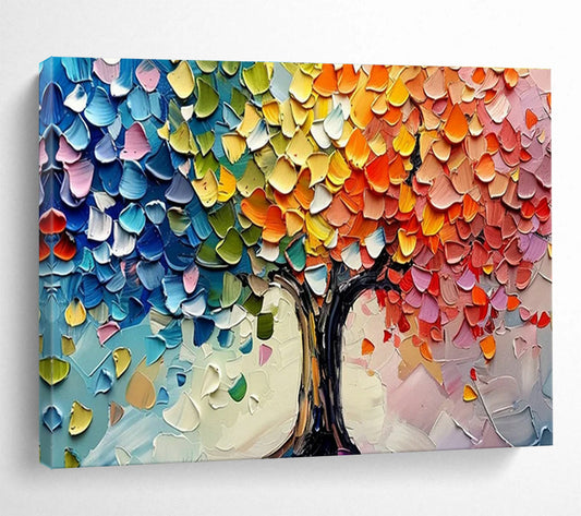 Colorful Tree Palette Knife Art for Modern Art Gallery Feature Walls DLZ3182