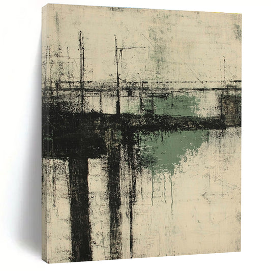 Monochromatic Bridge Abstract for Minimalist Home & Black - and - White Themed Café STSC658