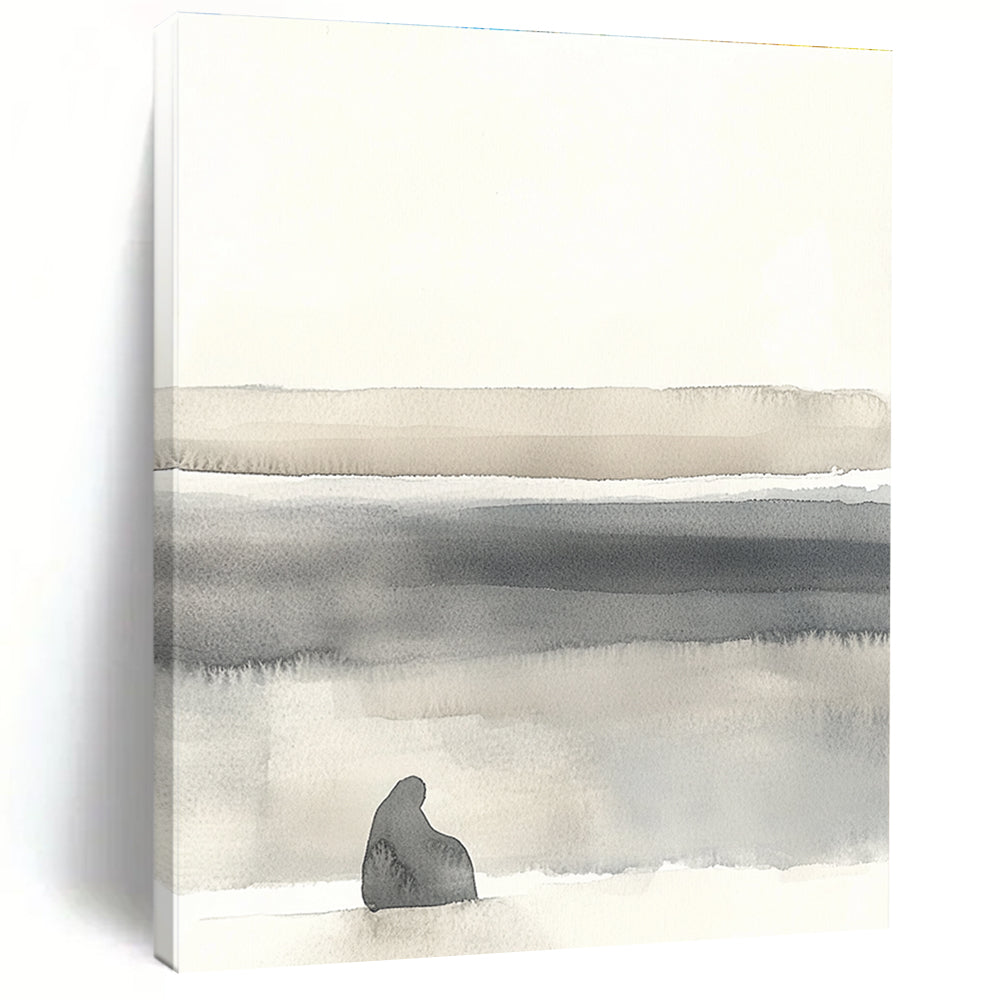 Solitary Figure Landscape Contemplative Art for Philosophical Library & Introspective Home Office STSC1465